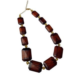 Erica Lyons Wood Look Distressed Statement Necklace